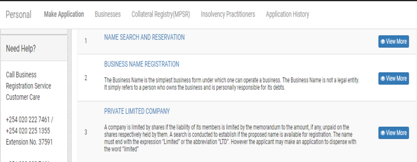 Business Registration System in Kenya